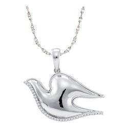 925 Sterling Silver White 0.10CTW DIAMOND DOVE PENDANT