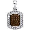 Image 1 : 10KT White Gold 0.20CTW COGNAC DIAMOND MICRO-PAVE PENDA