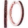 Image 1 : 10KT Rose Gold 0.15CTW RED DIAMOND FASHION HOOPS