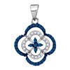 Image 1 : 14K White-gold 0.25CTW BLUE DIAMOND MICRO-PAVE PENDANT
