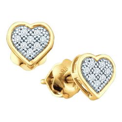 10KT Yellow Gold 0.05CTW DIAMOND HEART EARRINGS