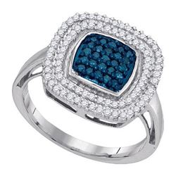 10KT White Gold 0.50CTW BLUE DIAMOND FASHION RING