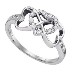 925 Sterling Silver White 0.10CTW DIAMOND HEART RING