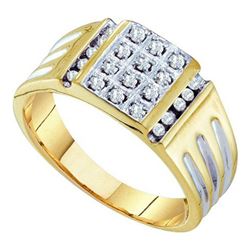 10K Yellow-gold 0.25CTW ROUND DIAMOND MENS CLUSTER RING