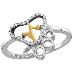 Sterling Silver Womens Round Diamond Paw Print Yellow-t