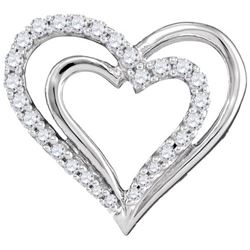 10KT White Gold 0.25CTW DIAMOND HEART PENDANT