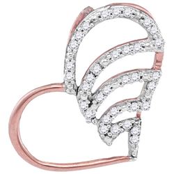 10kt Rose Gold Womens Round Diamond Striped Heart Penda