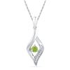 Image 1 : 10k White Gold Womens Lab-Created Peridot & Natural Dia