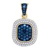Image 1 : 10K Yellow-gold 0.50CTW BLUE DIAMOND MICRO-PAVE PENDANT