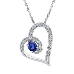 Sterling Silver Womens Oval Lab-Created Blue Sapphire H