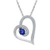 Image 1 : Sterling Silver Womens Oval Lab-Created Blue Sapphire H