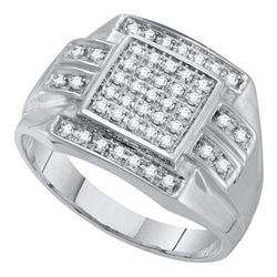 10KT White Gold 0.35CTW DIAMOND MICRO PAVE MENS RING