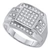 Image 1 : 10KT White Gold 0.35CTW DIAMOND MICRO PAVE MENS RING