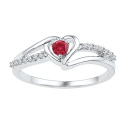 Sterling Silver Womens Round Lab-Created Ruby Solitaire