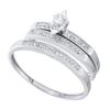 Image 1 : 10K White-gold 0.18CT DIAMOND MQ-CENTER TRIO SET