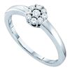 Image 1 : 14KT White Gold 0.20CTW DIAMOND FLOWER RING