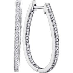 10KT White Gold 0.33CTW DIAMOND FASHION HOOPS