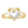 Image 1 : 925 Sterling Silver Yellow 0.03CTW DIAMOND HEART RING