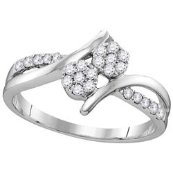 14kt White Gold Womens Round Natural Diamond 2-stone Br