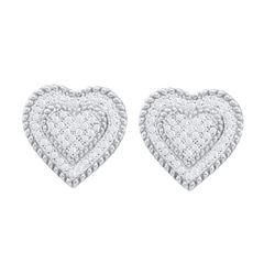 10KT White Gold 0.33CTW DIAMOND HEART EARRINGS