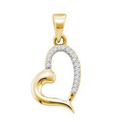 10KT Yellow Gold 0.05CTW DIAMOND HEART PENDANT