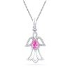 Image 1 : Sterling Silver Womens Oval Lab-Created Pink Sapphire D