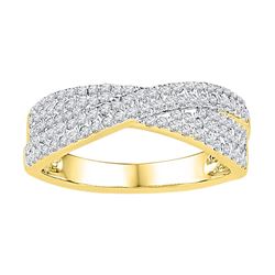 10kt Yellow Gold Womens Round Natural Diamond Crossover