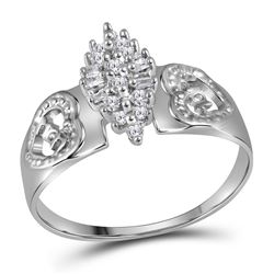 Sterling Silver Womens Round Diamond Heart Mom Cluster