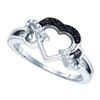 Image 1 : 925 Sterling Silver White 0.13CTW DIAMOND HEART RING