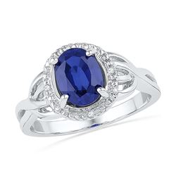 Sterling Silver Womens Oval Lab-Created Blue Sapphire S