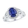 Image 1 : Sterling Silver Womens Oval Lab-Created Blue Sapphire S