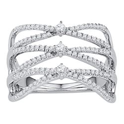 10kt White Gold Womens Round Diamond Crisscross Crossov