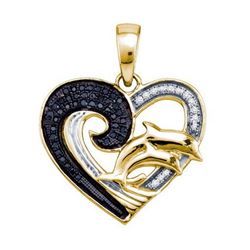 925 Sterling Silver Yellow 0.17CTW DIAMOND HEART PENDAN