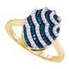Image 1 : 10K Yellow-gold 0.33CTW BLUE DIAMOND FASHION RING