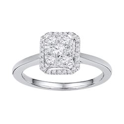 10kt White Gold Womens Round Natural Diamond Square Clu