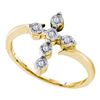 Image 1 : 925 Sterling Silver Yellow 0.06CTW DIAMOND CROSS RING