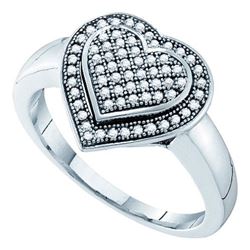 10KT White Gold 0.25CTW DIAMOND HEART RING