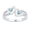 Image 1 : Sterling Silver Womens Round Lab-Created Aquamarine Dia
