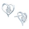 Image 1 : 10KT White Gold 0.15CTW ROUND DIAMOND LADIES HEART EARR