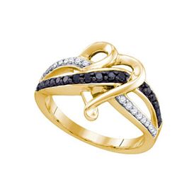 10K Yellow-gold 0.36CTW BLACK DIAMOND LADIES HEART RING