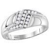 Image 1 : Mens 10K White Gold 3 Row Channel Diamond Engagement We