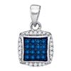 Image 1 : 10K White-gold 0.25CTW BLUE DIAMOND MICRO-PAVE PENDANT