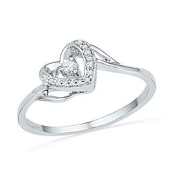 10KT White Gold 0.08CTW DIAMOND HEART RING