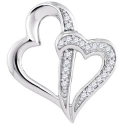 10KT White Gold 0.06CTW-Diamond HEART PENDANT