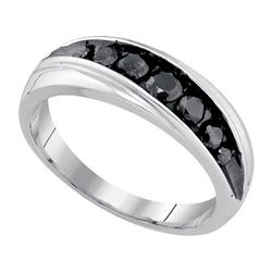 10K White-gold 0.76CTW-DIA BALCK DIAMOND MENS BAND