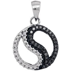 10KT White Gold 0.10CTW BLACK DIAMOND FASHION PENDANT