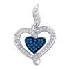 Image 1 : 14K White-gold 0.27CT BLUE DIAMOND HEART PENDANT