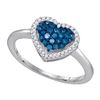 Image 1 : 10KT White Gold 0.33CTW BLUE DIAMOND HEART RING