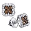 Image 1 : 10KT White Gold 0.50CTW COGNAC DIAMOND MICRO-PAVE EARRI