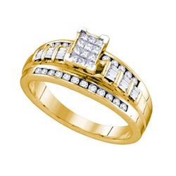 925 Sterling Silver Yellow 0.50CTW DIAMOND INVISIBLE RI